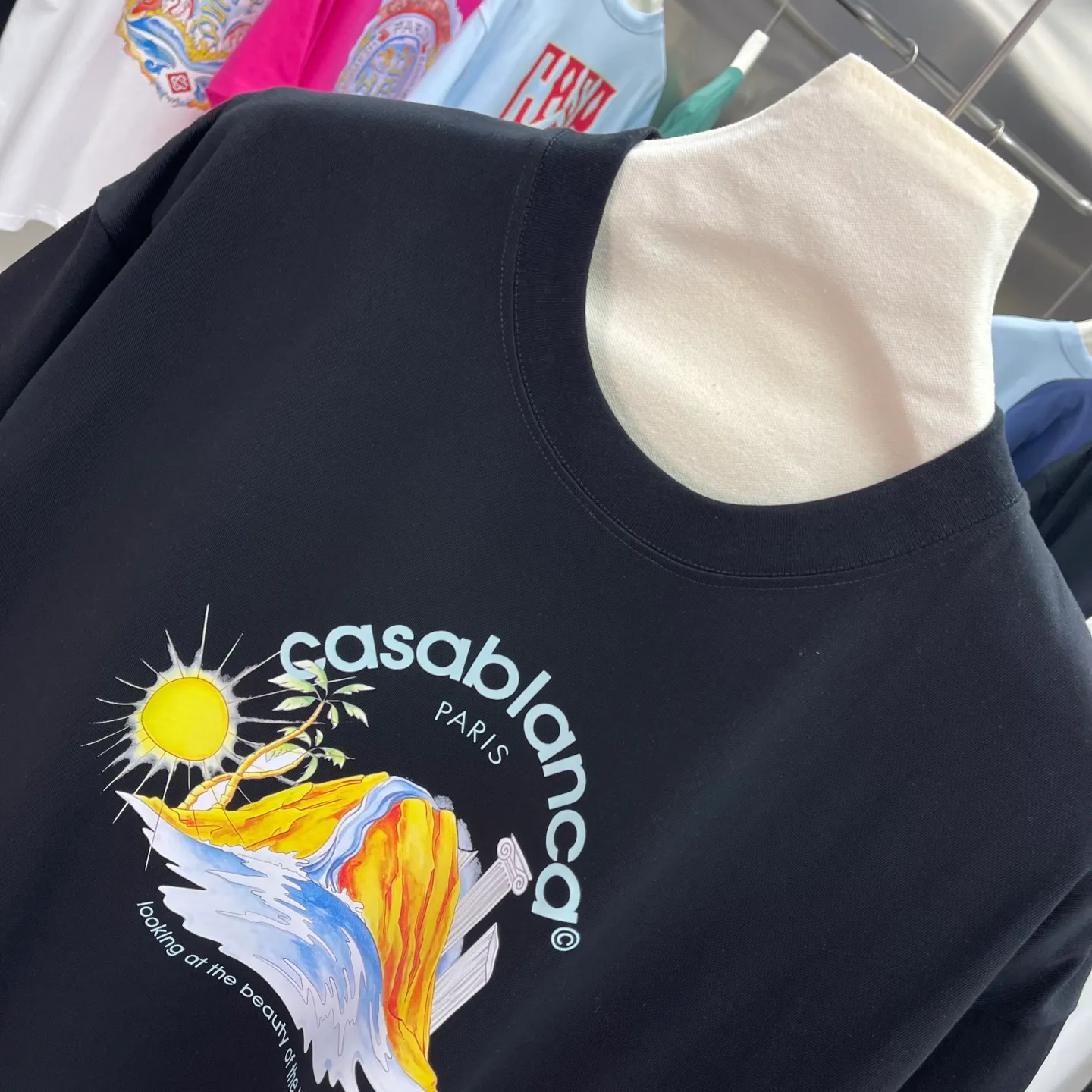 25ss New Arrival Casablanca Classic Series T ～ ， ， 。 ， Classic ， In Stock ！ ：White Black Light Blue Size：S M L XL XXL